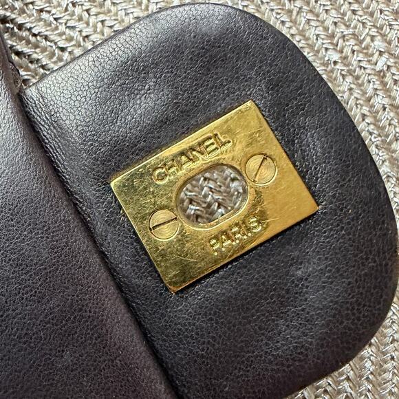 Vintage Chanel Medium Dark Brown Lambskin 24k Gold Plated Double Flap Bag - Picture 11 of 16